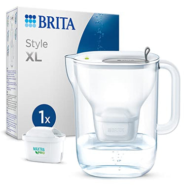 BRITA Wasserfilter-Kanne Style hellgrau (3,6l) inkl. 1 MAXTRA PRO All-in-1 Kartusche - Neue MAXTRA+, Plus - Filter reduziert Kalk, Chlor, Pestizide, Metalle wie Blei & Kupfer im Sale